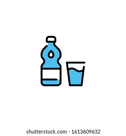 Vector water bottle icon template with drop. Line glass logo background. Simple drink concept for take away, cafe, restaurant, stall, shop. Clean aqua symbol illustration