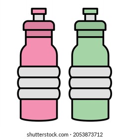 Vector Water Bottles Filled Outline Icon Design
