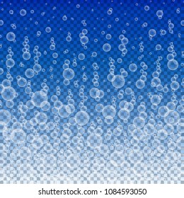 Vector water with bubbles on transparent background. Sea texture for decoration, book, presentation, banner, sale, offer, poster, brochure, catalog, book, presentation, flyer. 10 eps