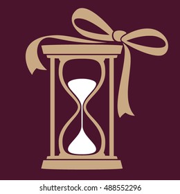Vector water clock graphic illustration icon - Offering time as a gift concept