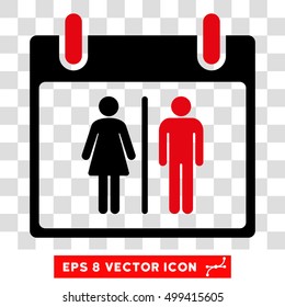 Vector Water Closet Calendar Day EPS vector pictogram. Illustration style is flat iconic bicolor intensive red and black symbol on a transparent background.