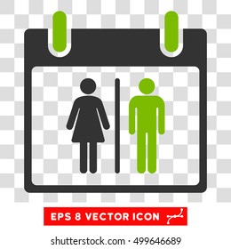 Vector Water Closet Calendar Day EPS vector icon. Illustration style is flat iconic bicolor eco green and gray symbol on a transparent background.
