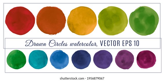 Vector Water Colour Circle. Circular Dots Splatter. Ink Spots on Paper. Grunge Water Colour Circle. Abstract Hand Paint Stains. Isolated Shapes Elements. Art Drops. Water Colour Circle.