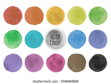 Vector Water Colour Circle. Graphic Splash Design. Ink Dots on Paper. Water Colour Circle. Circular Grunge Spots. Abstract Shapes Elements. Art Stains. Brush Stroke Water Colour Circle.