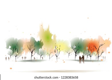 vector water colour on outdoor background