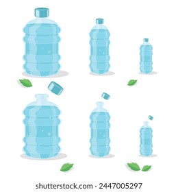 Vector water containers with different sizes. All isolated on white Background Water Splash water ripples and drops design elements  Clean Fresh Water Containers Nature Beverage full of minerals Drink
