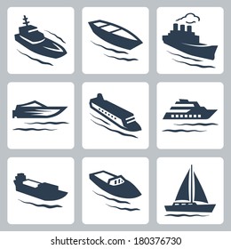 Vector water crafts icons set