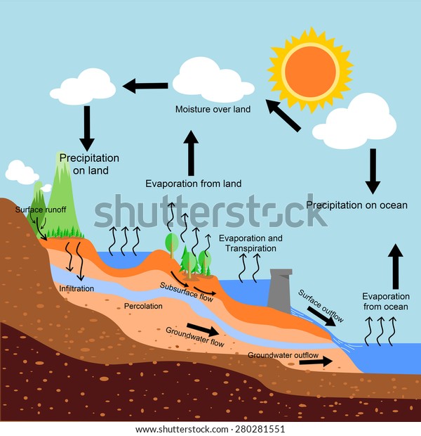 Vector Water Cycle Stock Vector (Royalty Free) 280281551 | Shutterstock