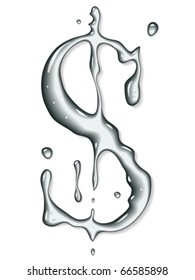 Vector Water Dollar Sign - Water Font