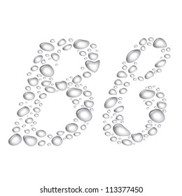 Vector Water drop alphabet, letter Bb. Transparent, easy to put on different backgrounds