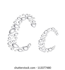 Vector Water drop alphabet, letter Cc. Transparent, easy to put on different backgrounds