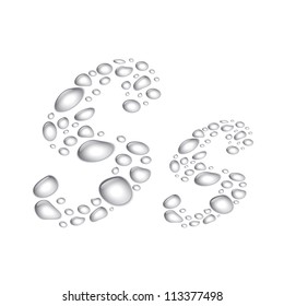 Vector Water drop alphabet, letter Ss. Transparent, easy to put on different backgrounds