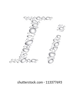 Vector Water drop alphabet, letter Ii. Transparent, easy to put on different backgrounds