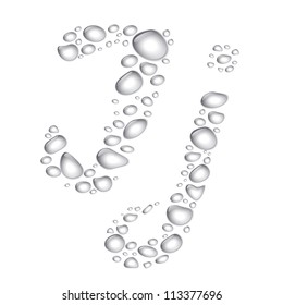 Vector Water drop alphabet, letter Jj. Transparent, easy to put on different backgrounds
