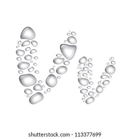 Vector Water drop alphabet, letter Vv. Transparent, easy to put on different backgrounds