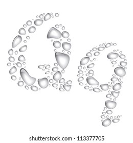 Vector Water drop alphabet, letter Qq. Transparent, easy to put on different backgrounds