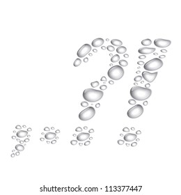 Vector Water drop alphabet, punctuation marks. Transparent, easy to put on different backgrounds