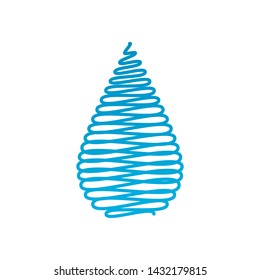 Vector water drop. Blue liquid drop symbol isolated on a white background. Water spill shape. Abstract drop icon in blue color. 