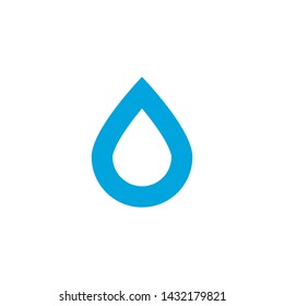 Vector water drop. Blue liquid drop symbol isolated on a white background. Water spill shape. Abstract drop icon in blue color. 