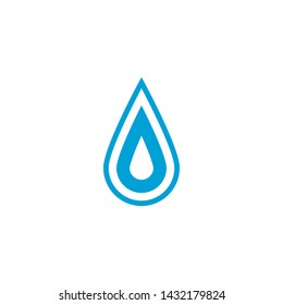 Vector water drop. Blue liquid drop symbol isolated on a white background. Water spill shape. Abstract drop icon in blue color. 