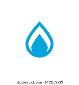 Vector water drop. Blue liquid drop symbol isolated on a white background. Water spill shape. Abstract drop icon in blue color. 