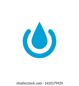 Vector water drop. Blue liquid drop symbol isolated on a white background. Water spill shape. Abstract drop icon in blue color. 