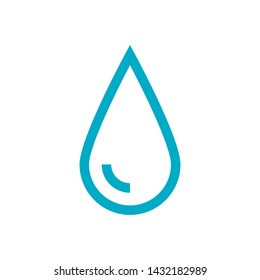 Vector water drop. Blue liquid drop symbol isolated on a white background. Water spill shape. Abstract drop icon in blue color. 