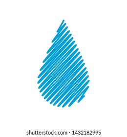 Vector water drop. Blue liquid drop symbol isolated on a white background. Water spill shape. Abstract drop icon in blue color. 