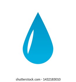 Vector water drop. Blue liquid drop symbol isolated on a white background. Water spill shape. Abstract drop icon in blue color. 