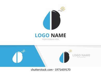 Vector water drop and bomb logo combination. Unique oil and weapon logotype design template.