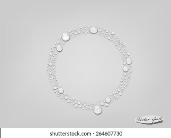 Vector Of Water Drop In Circle Form, Glass Condensed Water Concept