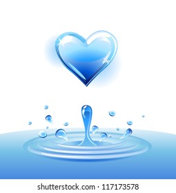  Vector water drop in heart shape