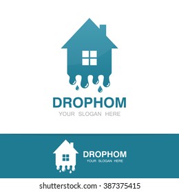 Vector water and drop house logo 