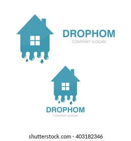 Vector water and drop house logo 