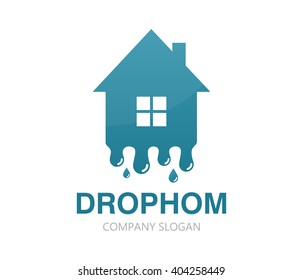 Vector water and drop house logo 