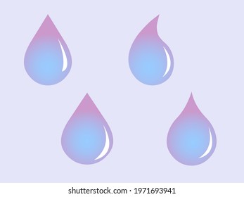 Vector water drop icon set. Flat droplet logo shapes collection
