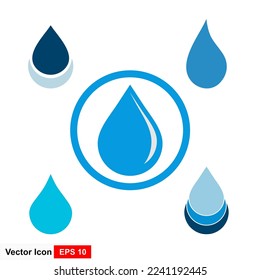 Vector water drop icon set. Flat droplet logo shape collection