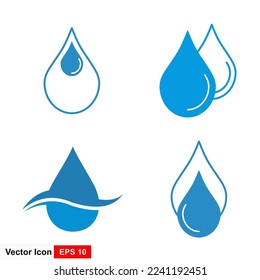 Juego de iconos de caída de agua del vector. Colección de forma de logotipo de la gota plana