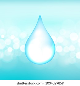 Vector water drop on the boken lights background