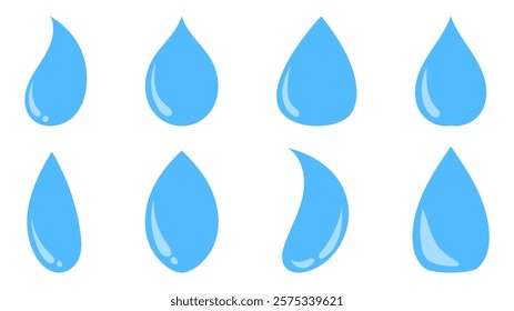 Vector water drop shapes set isolated on white background, Flat Modern design, illustration Vector EPS 10 
