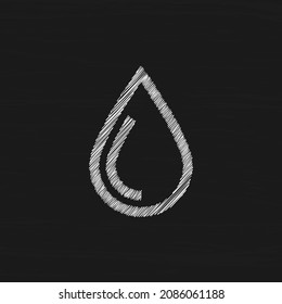 Vector water drop sketch style icon isolated on black background Flat droplet logo shapes collection