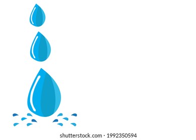 Wassertropfen mit schönen blauen Schatten, die auf den Boden tropfen und sich ausbreiten.