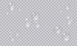 Vector Water Droplets. PNG Droplets, Condensation On Glass, On Various Surfaces. Realistic Droplets On A Transparent Isolated Background. PNG.