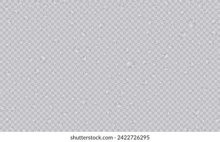 Vector water droplets. PNG droplets, condensation on glass, on various surfaces. Realistic droplets on a transparent isolated background. PNG.