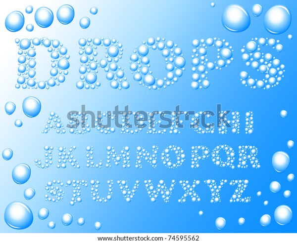 Vector Water Drops Alphabet On Blue Stock Vector (Royalty Free ...