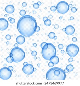 Vector water drops and bubbles. Isolated on a transparent background. Stock illustration