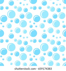 Vector water drops, bubbles seamless pattern or background