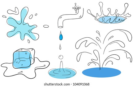 Vector water drops collection on a white background