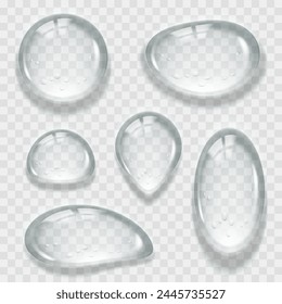 Vector water drops collection. Template isolated on a transparent background.