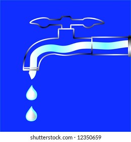 Vector Water Drops And Faucet